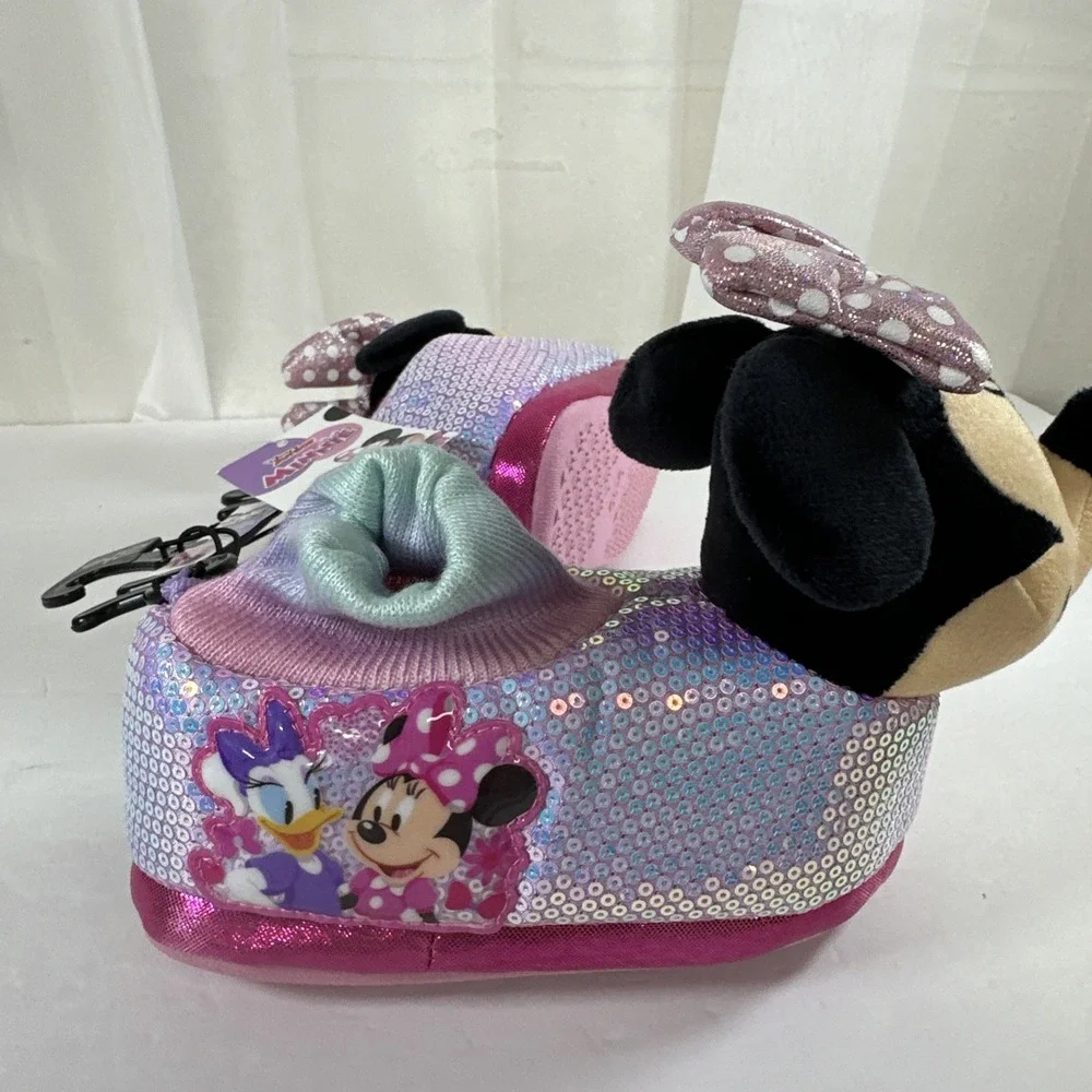Disney Minnie Mouse Junior Girls 9-10 3D Pink Purple Sequin New